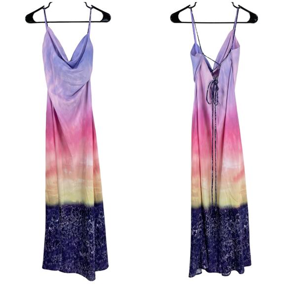Le Superbe NWT Slip Into This Slip Dress Malibu Provence Sky Size S Lace Up Midi - Picture 3 of 10